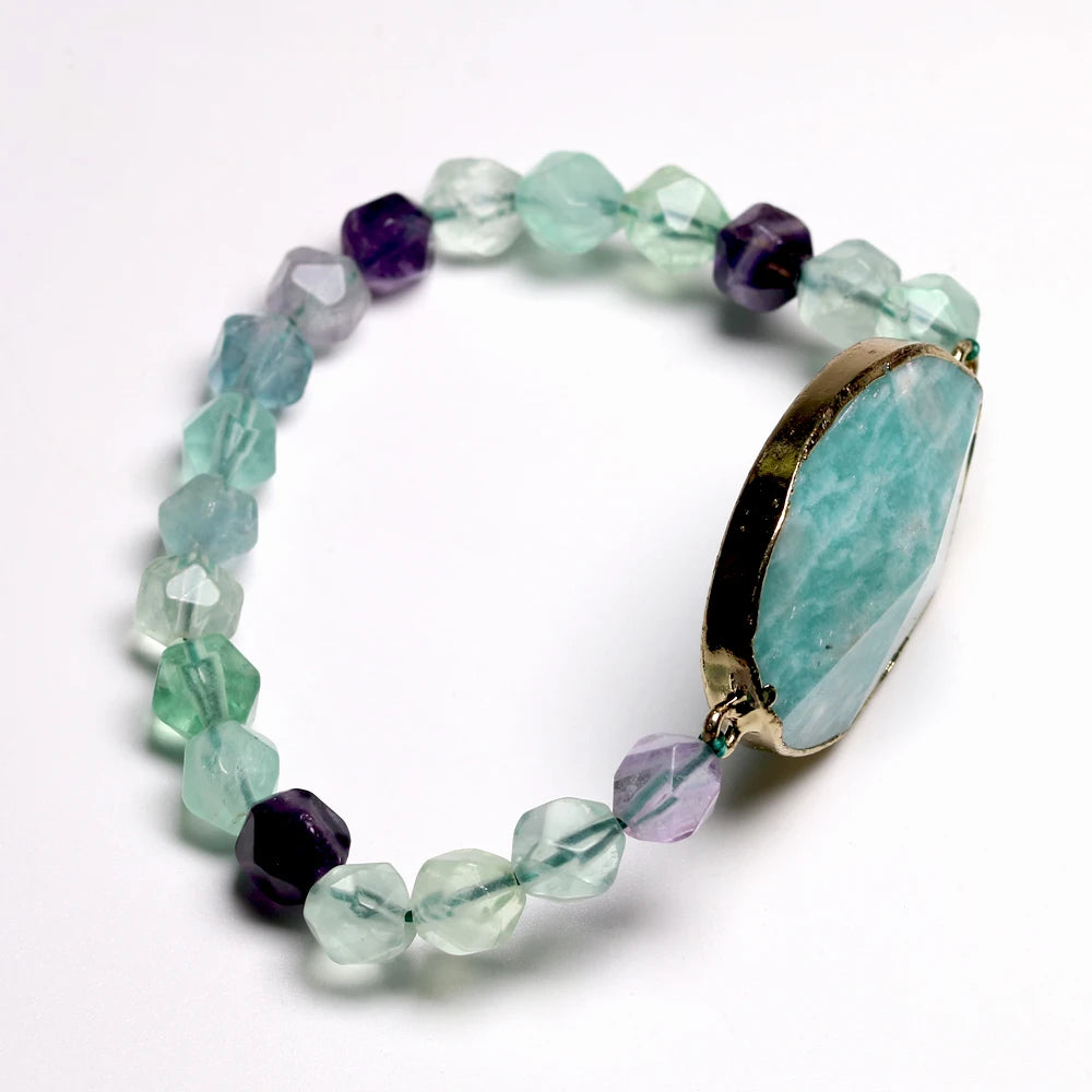 Bracelete Amazonite e Fluorite - Yoga Healing
