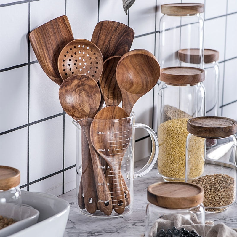 Juego de cucharas de madera tailandesas