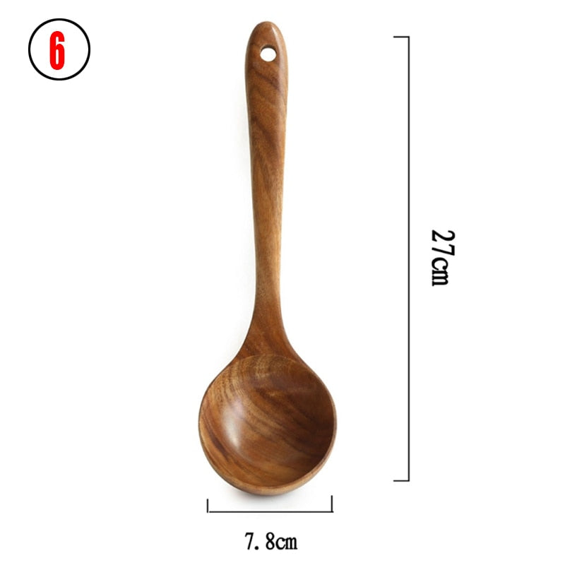 Juego de cucharas de madera tailandesas
