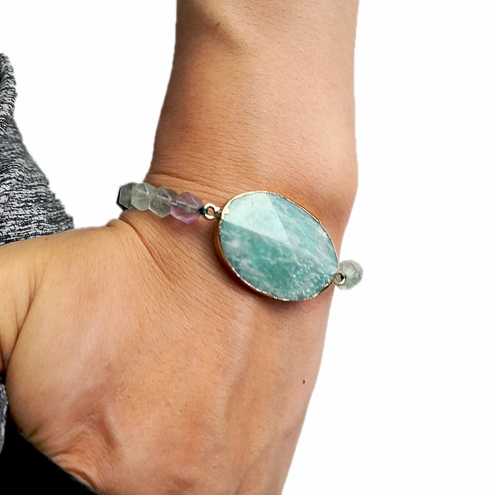 Bracelete Amazonite e Fluorite - Yoga Healing