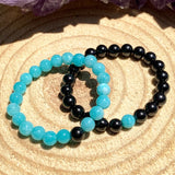 Braceletes de Shungite e Amazonite - 2 pçs