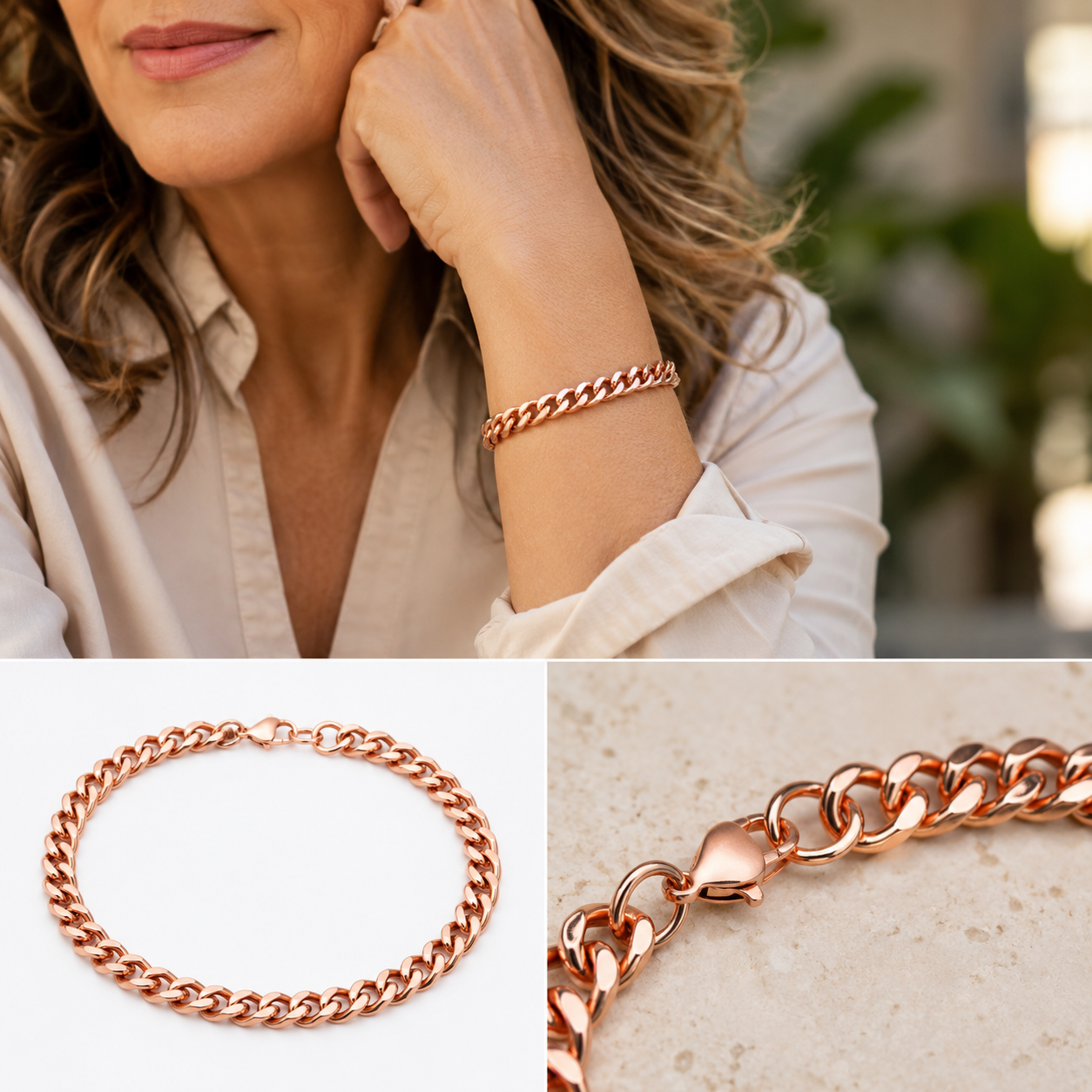 CopperVital™ Pulseira Maciça de Cobre Puro