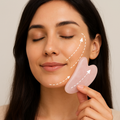 Kit Massagem Facial Quartzo Rosa RoseGlow™ | Roller & Gua Sha - Beleza e Amor-Próprio