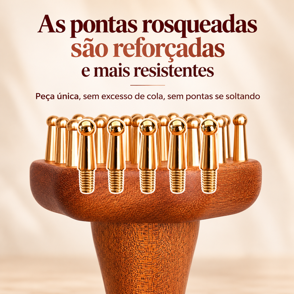 AuraComb™ Pro | Massageador Gua Sha de Madeira e Cobre