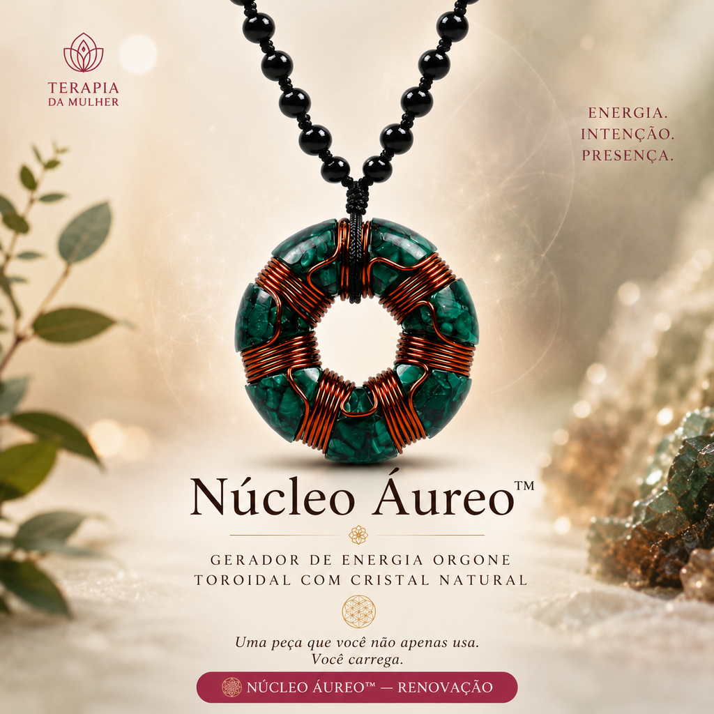 Núcleo Áureo™ | Gerador de Orgone Toroidal com Cristal Natural