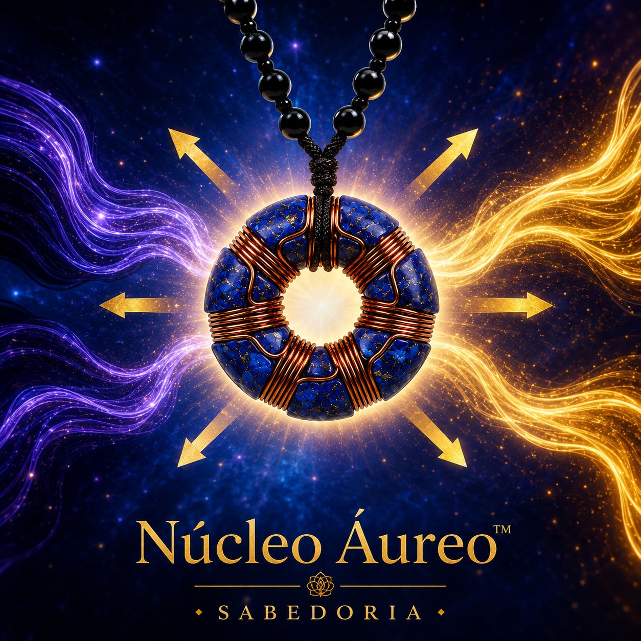 Núcleo Áureo™ | Gerador de Orgone Toroidal com Cristal Natural