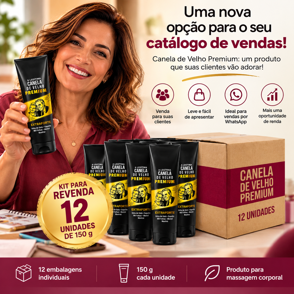 Pomada Massageadora Canela de Velho Premium 150 g | Kit Revenda 12 Unidades