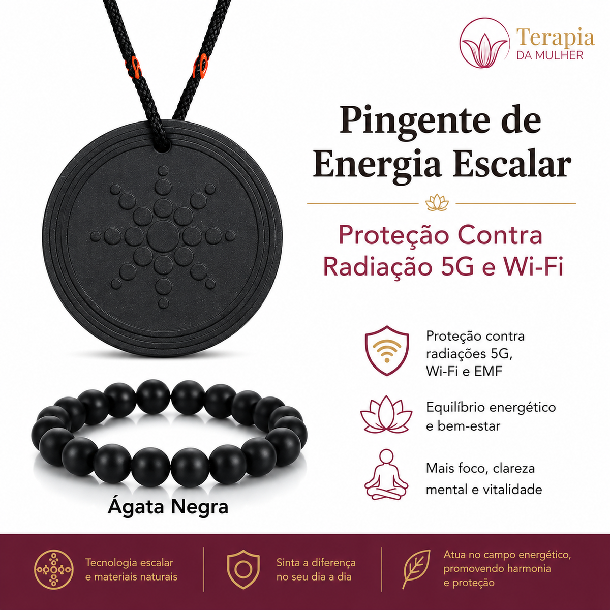 Pingente de Energia Escalar | Proteção Contra Radiação 5G e Wi-Fi