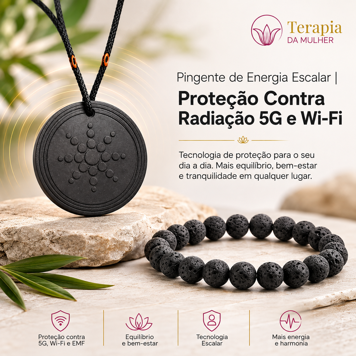 Pingente de Energia Escalar | Proteção Contra Radiação 5G e Wi-Fi