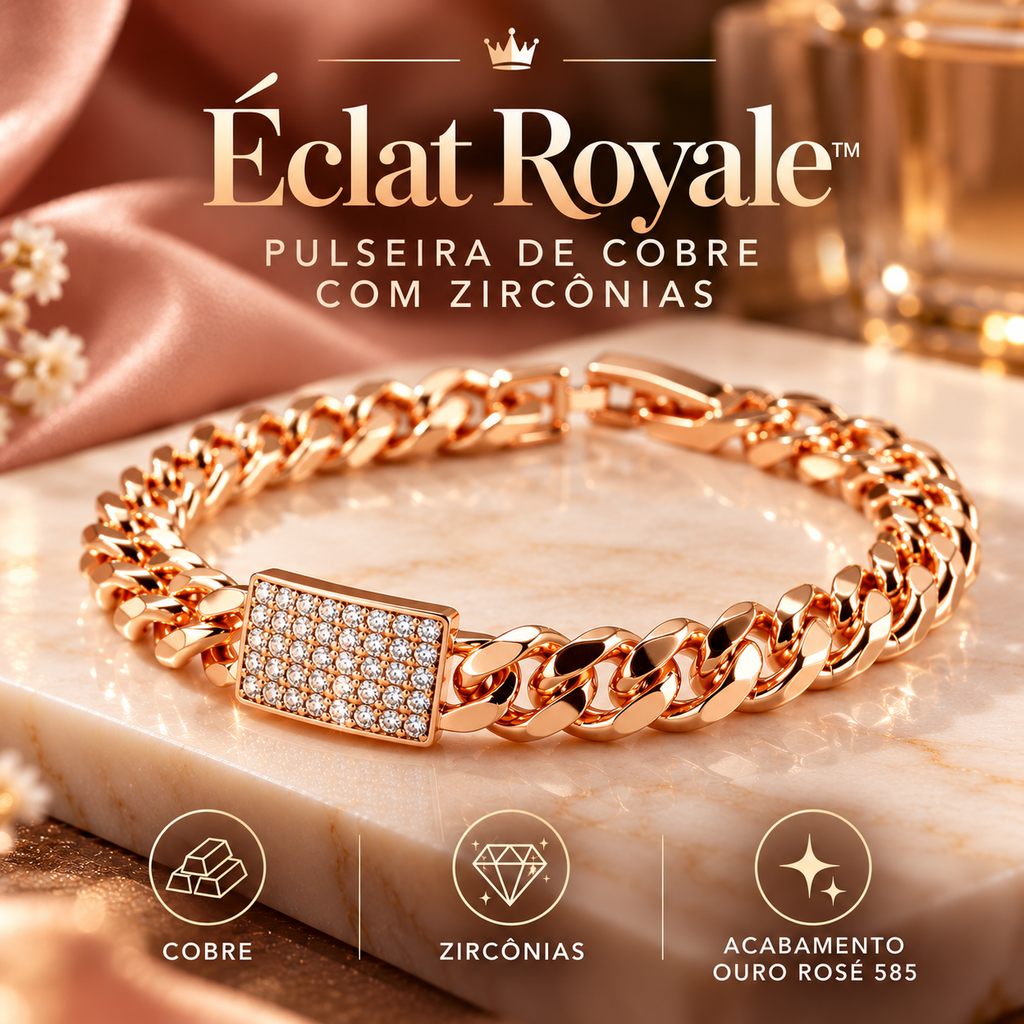 Éclat Royale™ — Pulseira de Cobre com Zircônias