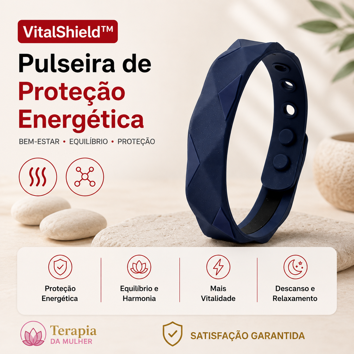 VitalShield™ - Pulseira de Bem-estar Energético | Germânio, Titânio e Turmalina