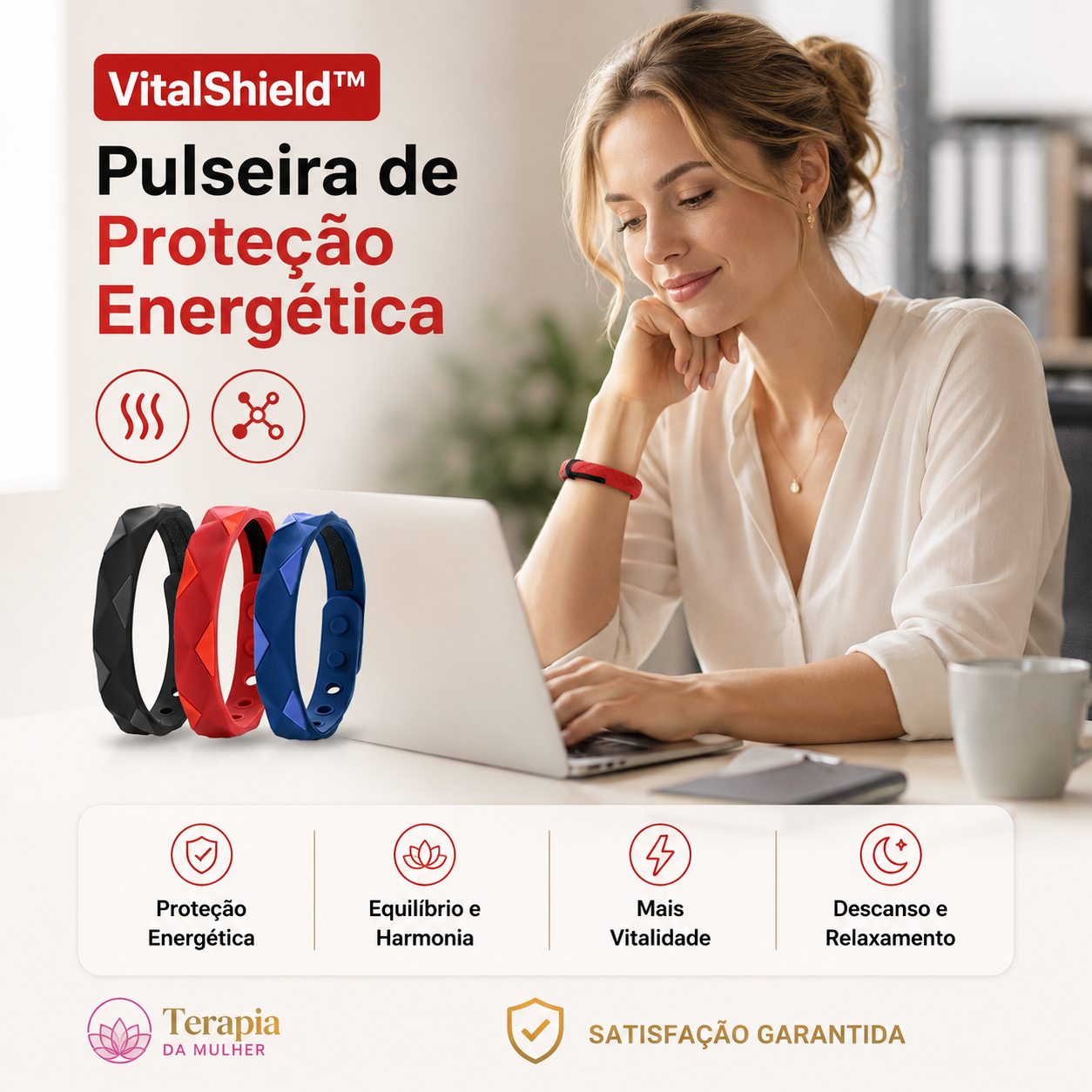 VitalShield™ - Pulseira de Bem-estar Energético | Germânio, Titânio e Turmalina