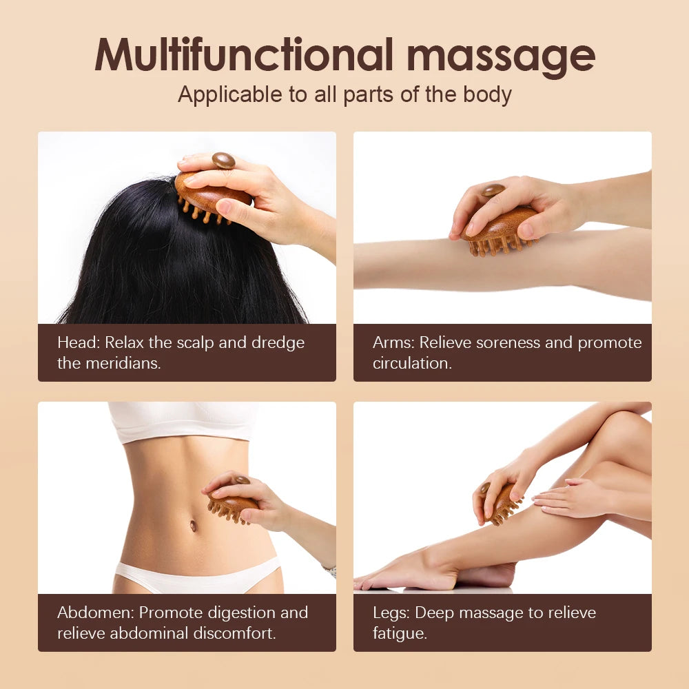 AuraComb™ Classic - Pente Terapêutico Sândalo Natural | Massagem e Bem-estar Tradicional