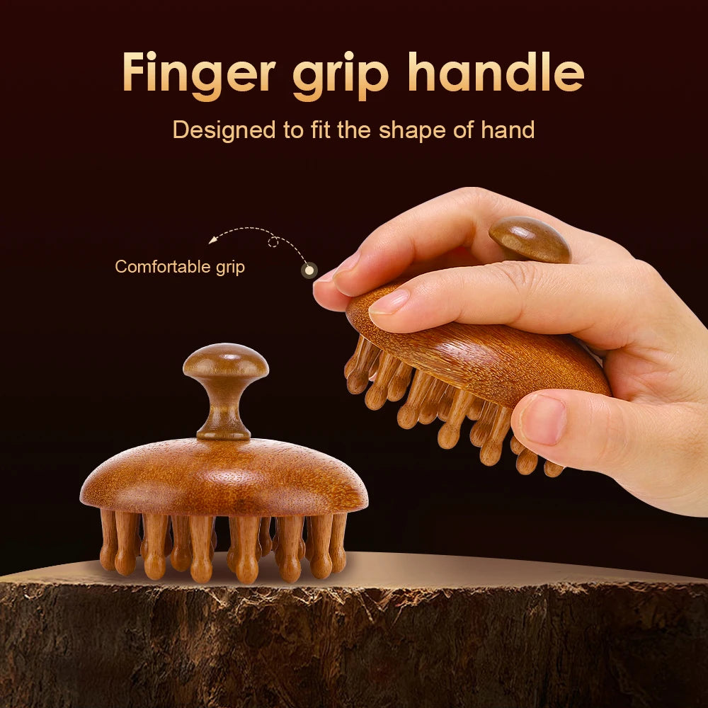 AuraComb™ Classic - Pente Terapêutico Sândalo Natural | Massagem e Bem-estar Tradicional