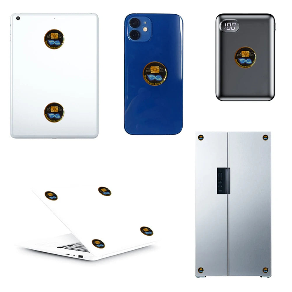 ShungiteShield™ - Adesivo de Proteção EMF com Shungite Natural | Kit 5 Unidades Anti-Radiação