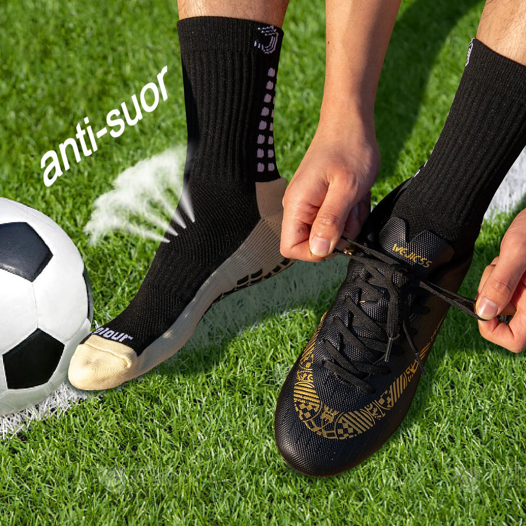 Grip3Pack™ - Kit 3 Pares Meias Esportivas Antiderrapantes | Futebol Corrida Ciclismo