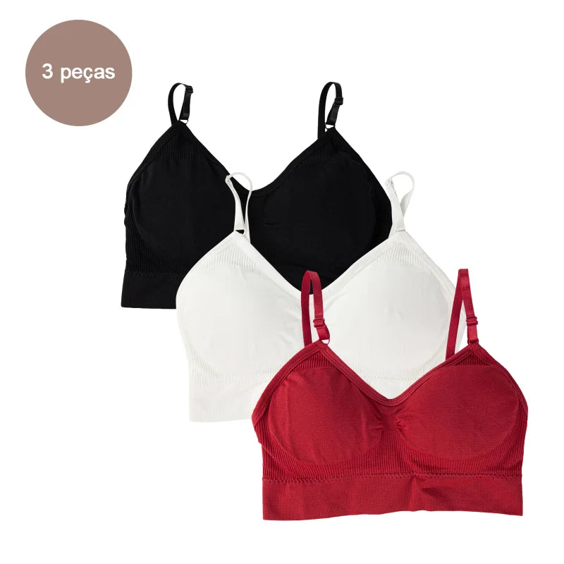 Kit 3 Sutiãs Femininos em Poliéster | Lingerie Íntima Sexy e Confortável