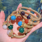 IndiaLux™ - Bracelete Vintage Indiano de Cobre com Pedras Coloridas