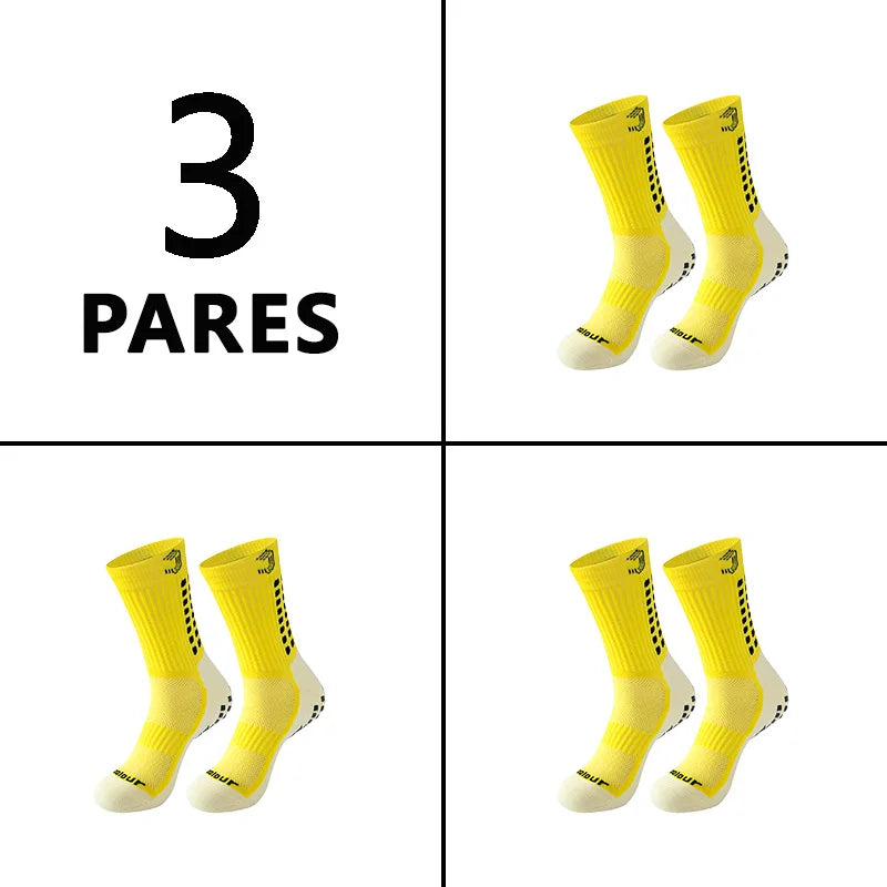 Grip3Pack™ - Kit 3 Pares Meias Esportivas Antiderrapantes | Futebol Corrida Ciclismo
