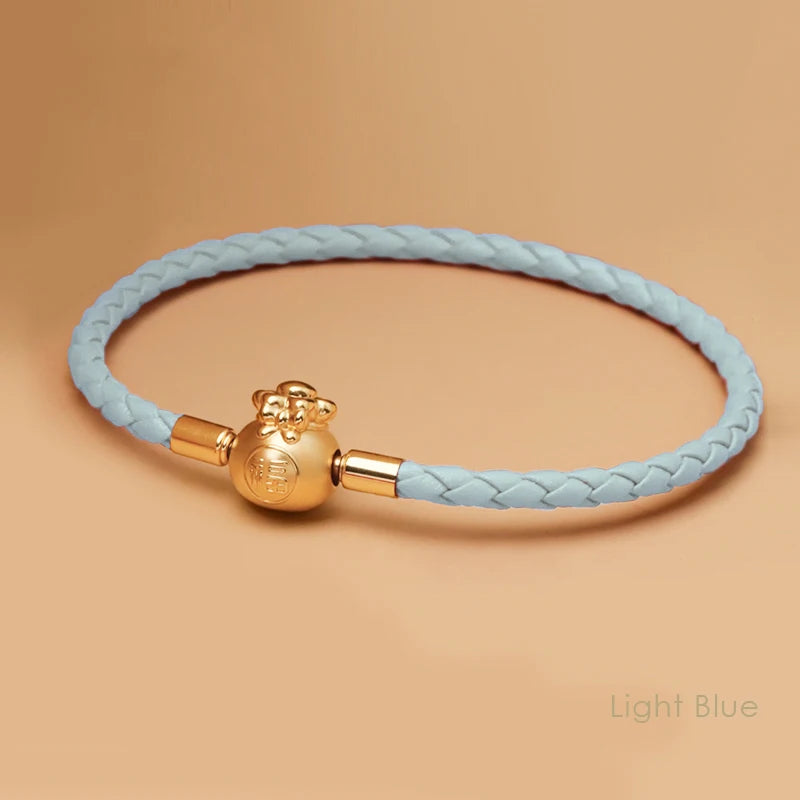FúFlow™ - Pulseira Talismã de Prosperidade 福 | Couro Trançado e Banho Ouro 18K