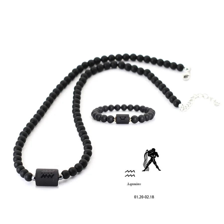 Conjunto Zodíaco - Colar e Bracelete de Onix