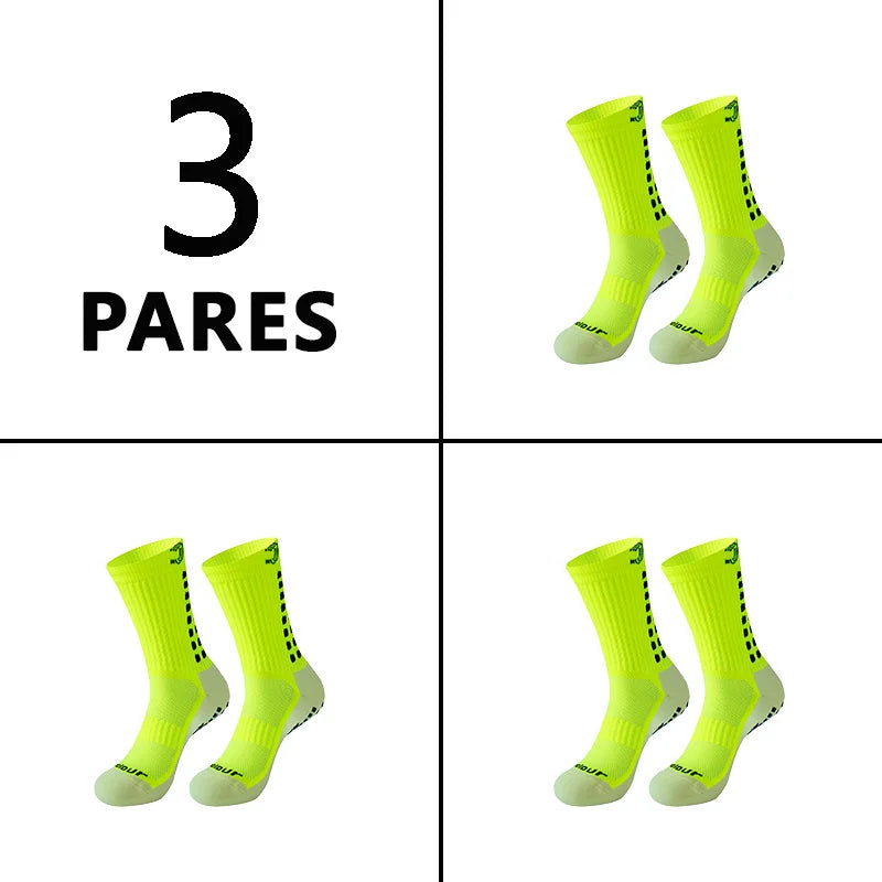 Grip3Pack™ - Kit 3 Pares Meias Esportivas Antiderrapantes | Futebol Corrida Ciclismo