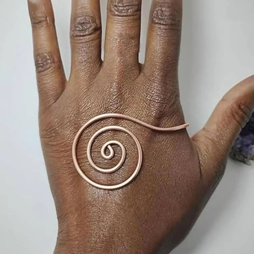 Espiral Ancestral de Cobre - Anel Energético para Palma | Conexão Milenar e Bem-estar