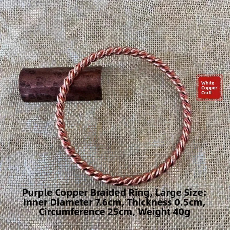 Bracelete de Cobre Puro Trançado Artesanal - Energia Natural e Bem-Estar