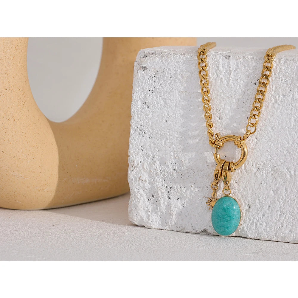 Colar Amazonite Serenidade - Pedra Natural | Portal de Intuição e Paz Interior
