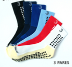 Grip3Pack™ - Kit 3 Pares Meias Esportivas Antiderrapantes | Futebol Corrida Ciclismo