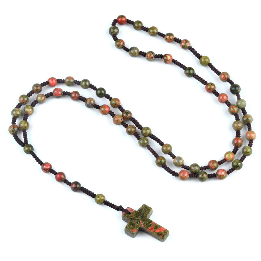 Cordão com Crucifixo de Cristais Naturais - Proteção Espiritual e Cura Energética | Fé Cristã