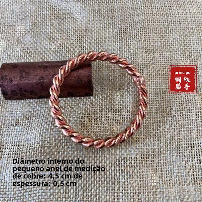 Bracelete de Cobre Puro Trançado Artesanal - Energia Natural e Bem-Estar