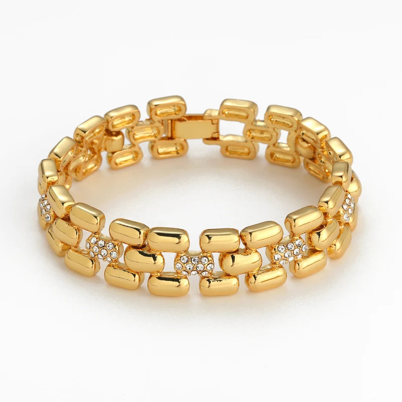 GoldLink Vintage™ - Bracelete Banhado a Ouro 18K | Design Atemporal Inspirado em Relógios de Luxo