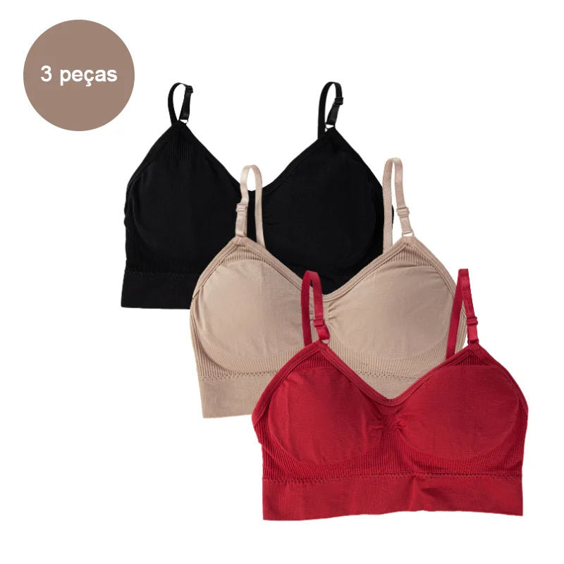 Kit 3 Sutiãs Femininos em Poliéster | Lingerie Íntima Sexy e Confortável