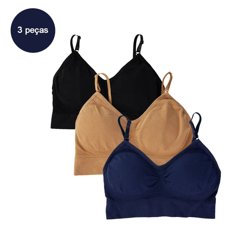 Kit 3 Sutiãs Femininos em Poliéster | Lingerie Íntima Sexy e Confortável