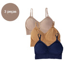 Kit 3 Sutiãs Femininos em Poliéster | Lingerie Íntima Sexy e Confortável