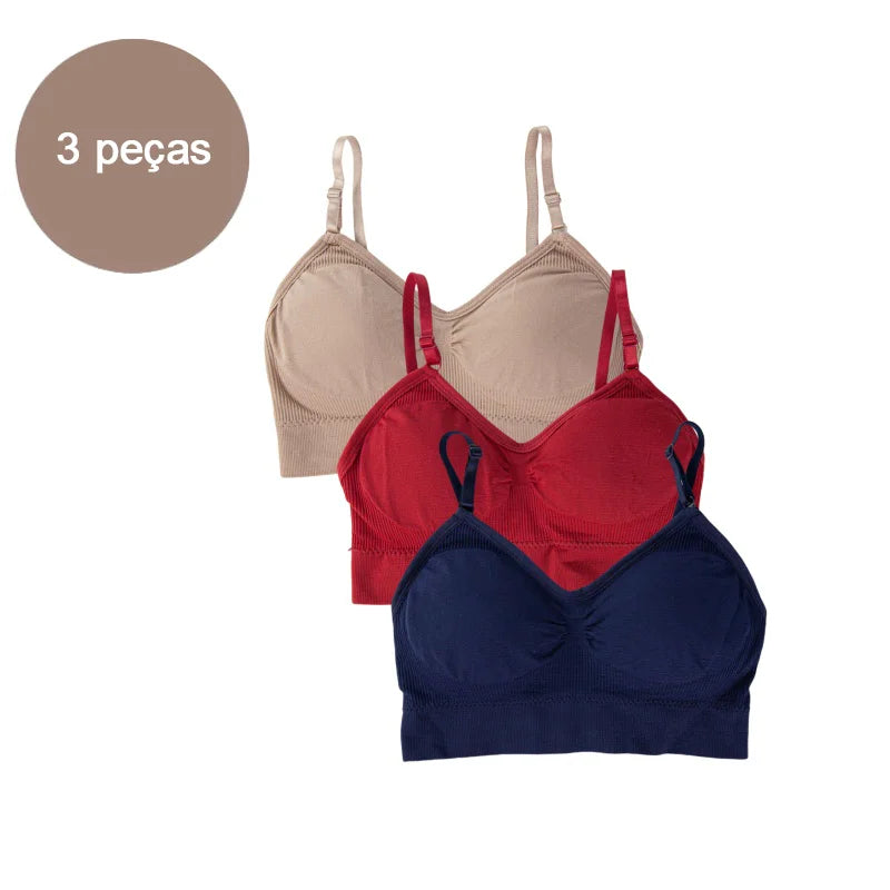 Kit 3 Sutiãs Femininos em Poliéster | Lingerie Íntima Sexy e Confortável