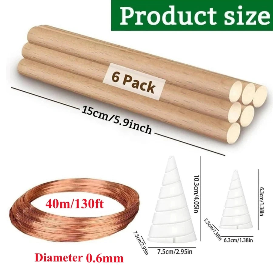 TeslaFlow™ - Kit Eletrocultura Completo 40m | Fio de Cobre Puro + 2 Gabaritos Fibonacci + 6 Hastes de Madeira