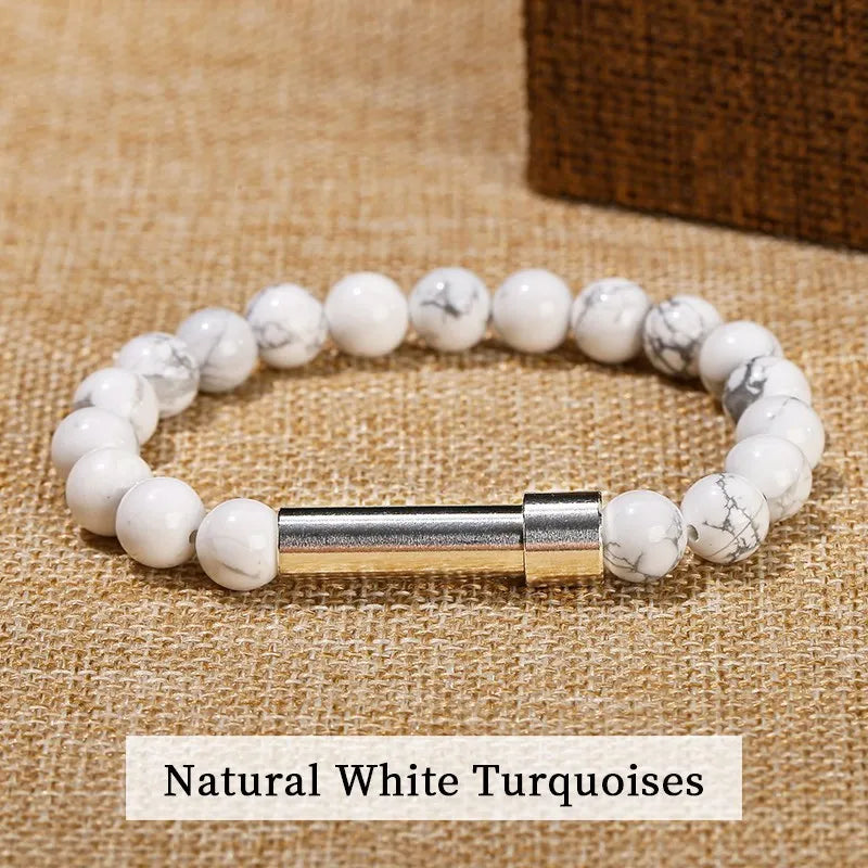 Pulseira de Mensagem Secreta com Pedras Naturais | Tubo para Desejos e Afirmações - SecretWish™