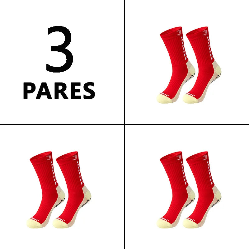 Grip3Pack™ - Kit 3 Pares Meias Esportivas Antiderrapantes | Futebol Corrida Ciclismo