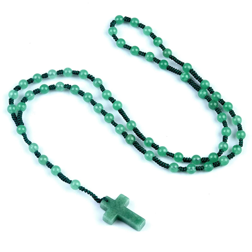 Cordão com Crucifixo de Cristais Naturais - Proteção Espiritual e Cura Energética | Fé Cristã