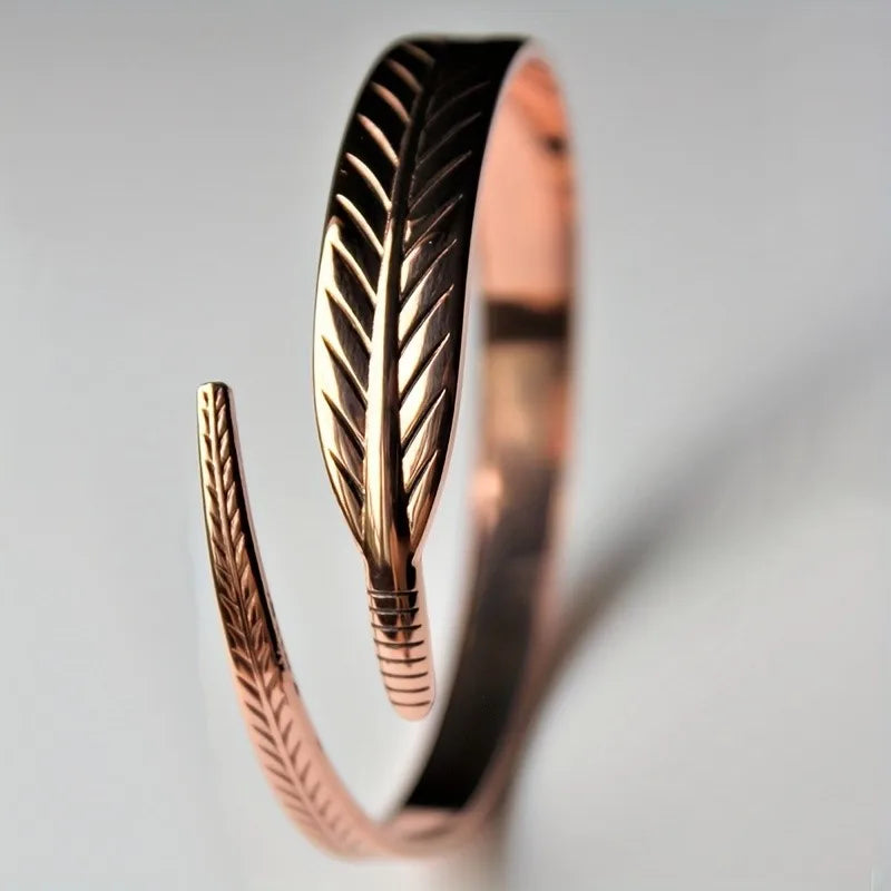 FeatherWing™ - Bracelete de Cobre Puro | Energia Ancestral e Proteção Espiritual