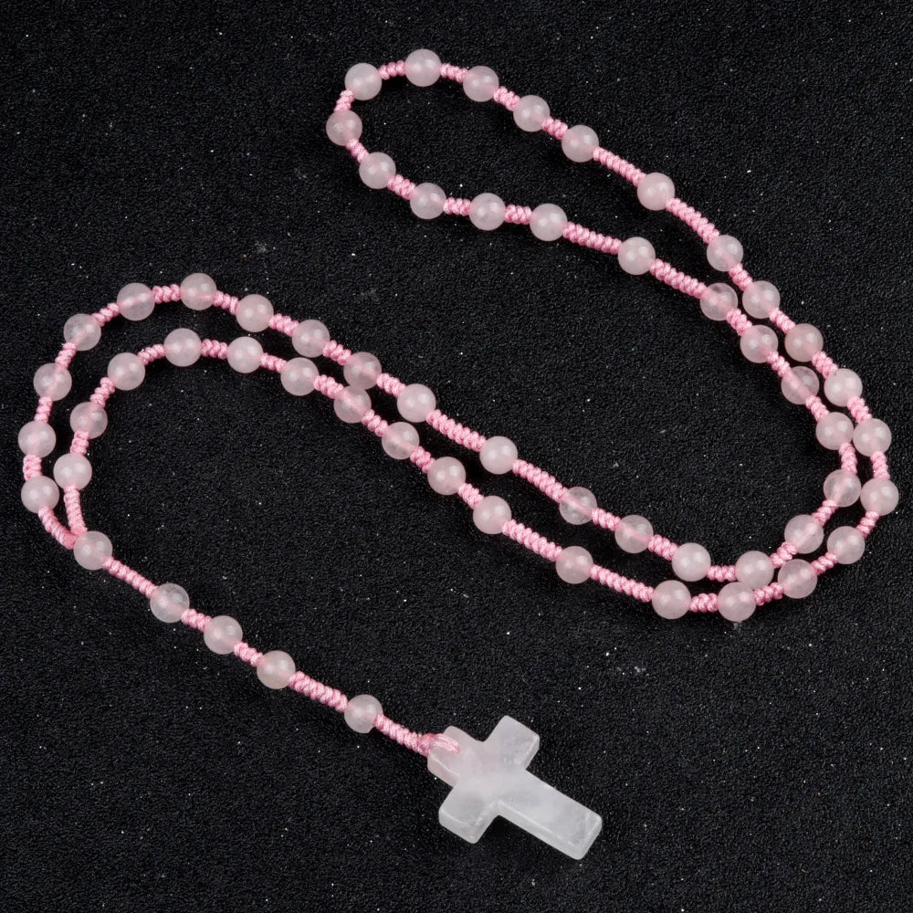 Cordão com Crucifixo de Cristais Naturais - Proteção Espiritual e Cura Energética | Fé Cristã