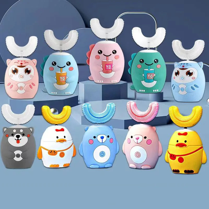 Escova de Dentes Elétrica Infantil Formato U 360° | Automática Sônica com Temporizador - SmileBuddy™