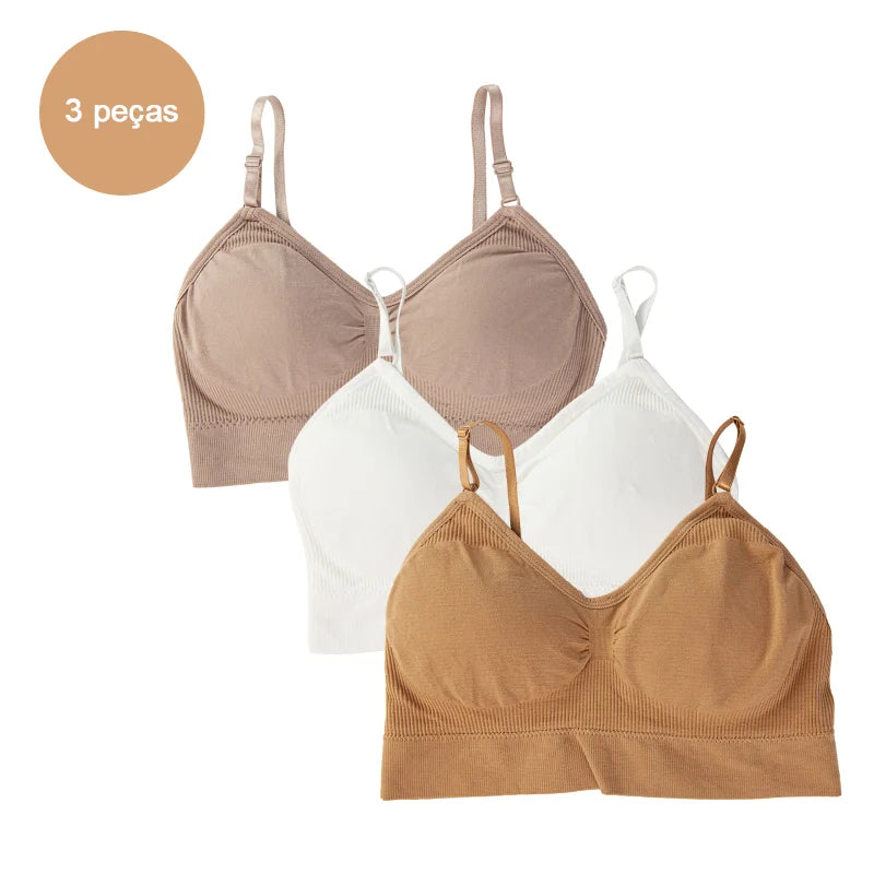Kit 3 Sutiãs Femininos em Poliéster | Lingerie Íntima Sexy e Confortável