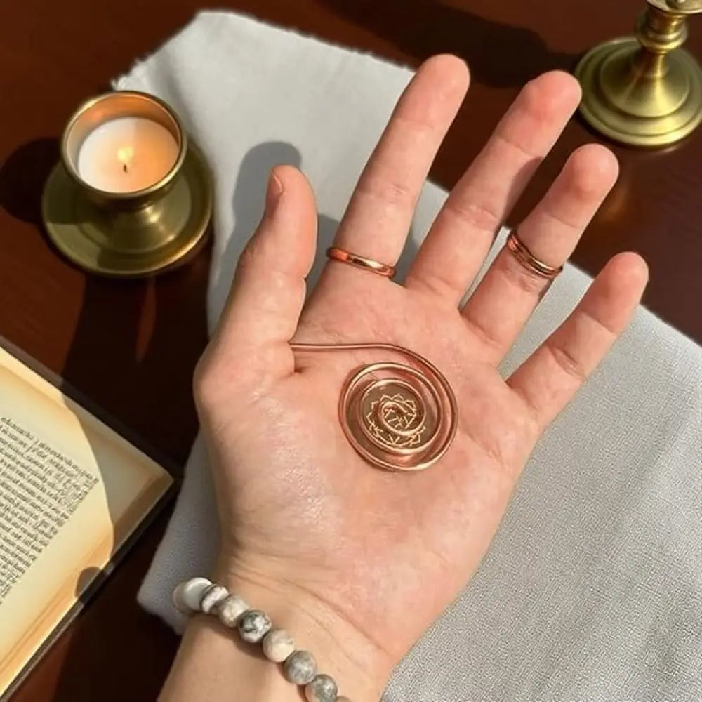 Espiral Ancestral de Cobre - Anel Energético para Palma | Conexão Milenar e Bem-estar