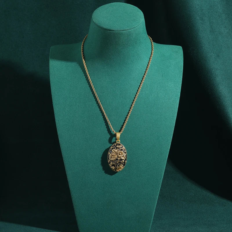 Colar de Cobre Art Deco Girassol de Van Gogh | Choker Vintage Gótico - VanGoghGlow™