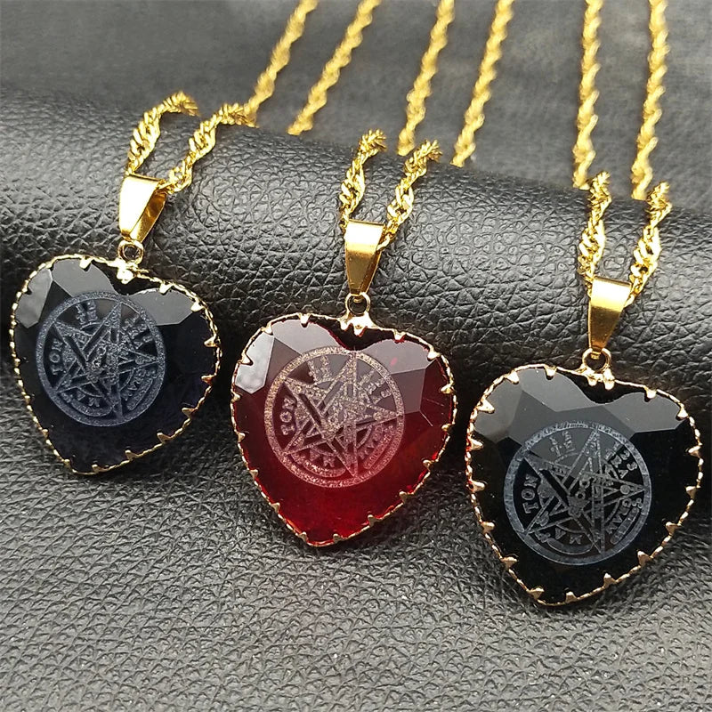 Colar Tetragrammaton com Pentagrama Hebraico | Joia Judaica em Aço Inoxidável - SacredHeart™