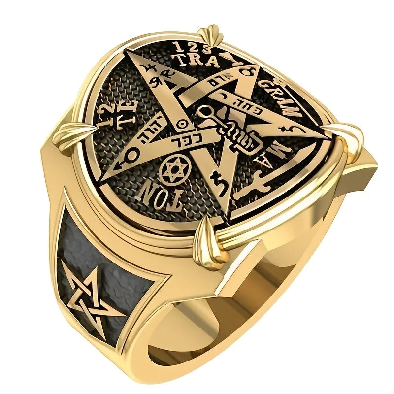 Anel Tetragrammaton™ | Anel Hermético de Geometria Sagrada — Simbolismo Ocultista Vestível