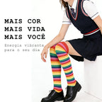 Kit 2 Pares de Meias Cano Longo Femininas Listradas | CandyFlow™